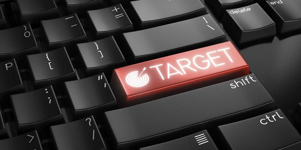 Target - computer keyboard - 3D illustration Stock Illustration