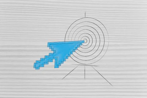 Target with computer mouse pointer instead of arrow Illustrazione stock