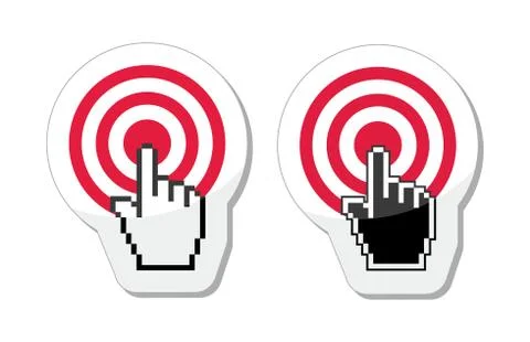 Target with cursor hand vector icon Stock Illustration