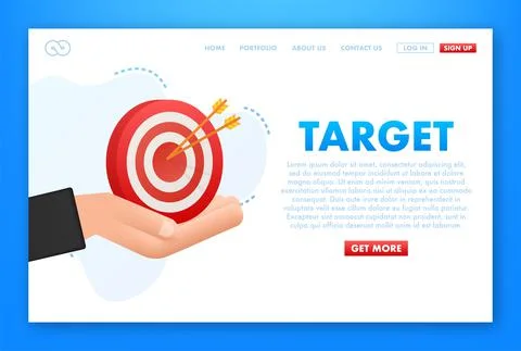 Target customer with an arrow on hands flat icon concept market goal vector Stock Illustration