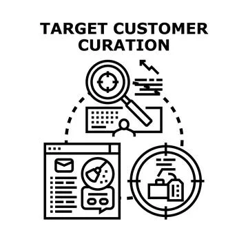 Target customer curation process for business marketing Stock Illustration