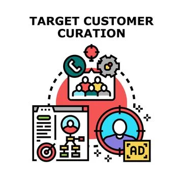 Target customer curation process marketing strategy 스톡 일러스트