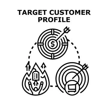Target customer profiling for marketing strategy success Stock Illustration