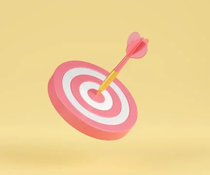 Target, dart 3d render, bullseye with arrow in aim イラスト素材
