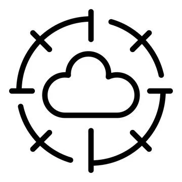 Target data cloud icon, outline style Illustrazione stock