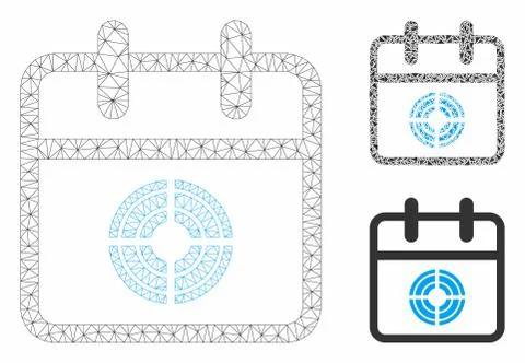 Target Day Vector Mesh Network Model and Triangle Mosaic Icon Stock Illustration