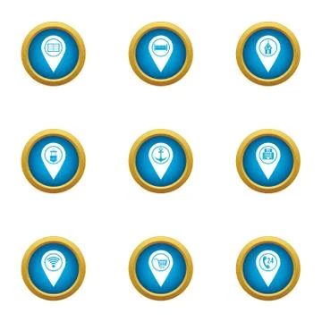 Target designator icons set, flat style Stock Illustration