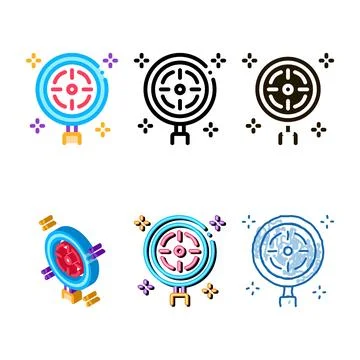 Target detection icon vector outline set Stock Illustration