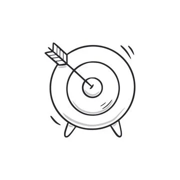 Target doodle. Target, arrow hand drawn sketch style icon. Goal focus, winner Stock Illustration