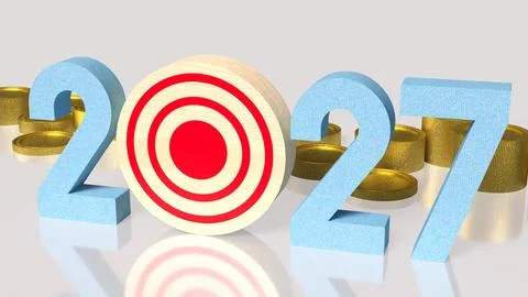 Target Driven Financial Goals For Success In 2027 3d render. Stock Illustration
