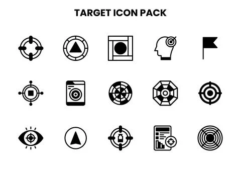 Target DuoTone Bundle Icons Pack Stock Illustration