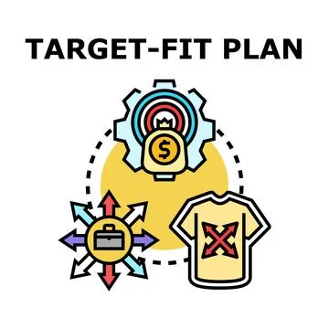 Target fit plan finding optimal strategy icon Stock Illustration
