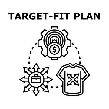 Target fit plan finding optimal strategy icon Stock Illustration
