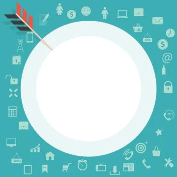 Target Flat Concept Icon Illustration. Target Icon Image, Sign. Square Templa Stock Illustration
