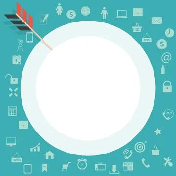 Target Flat Concept Icon Vector Illustration. Target Icon Image, Sign. Square イラスト素材