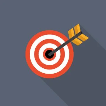 Target Flat Icon with Long Shadow, Vector Illustration Stock Illustration