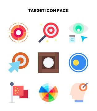 Target Flat Scalable Icons Pack Stock Illustration