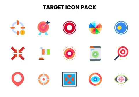 Target Flat Scalable Icons Pack Ilustración de archivo