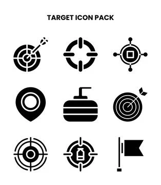 Target Glyph Collection Icons Pack Stock Illustration