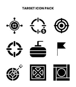 Target Glyph Set Icons Pack Stock Illustration