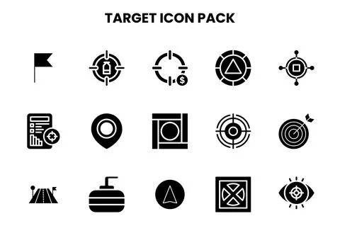 Target Glyph Vector Icons Pack Stock Illustration