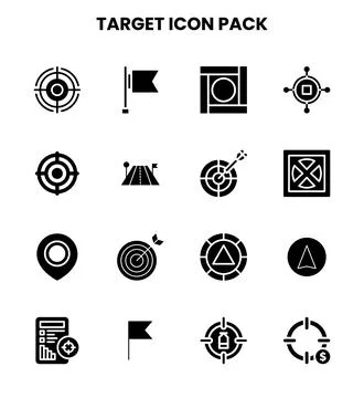 Target Glyph Vector Icons Pack Stock Illustration