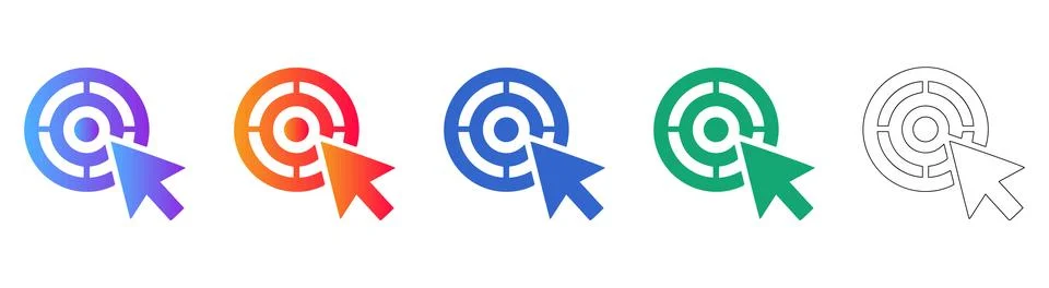 Target Goal Cursor Icon Set Stock Illustration
