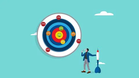 Target good feedback from client or customer illustration with businessman .. 库存插图