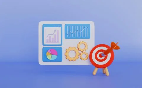 Target Graph Data, Business and financial management, graph, Arrow and pie Stock Illustration