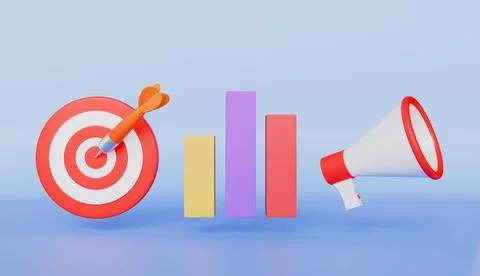 Target, Graph, Megaphone, Communication, Strategy, Analysis, Business Growth Stock Illustration