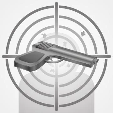 Target with gun vector shooting range illustration Stock Illustration