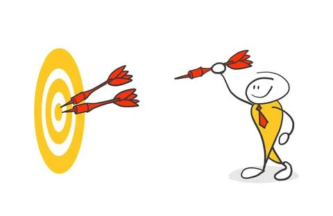 Target hanging on wall arrow hitting target business solution perfect hit. Stock Illustration