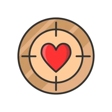 Target with heart thin line icon. target color vector illustration isolated on Stock Illustration
