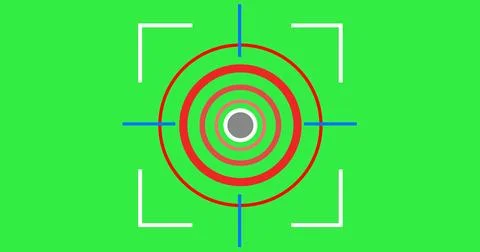 Target hit the bullseye animation on plain background. Arrow striking centr.. Stock Illustration