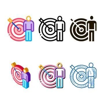 Target hit icon vector diversity outline Stock Illustration