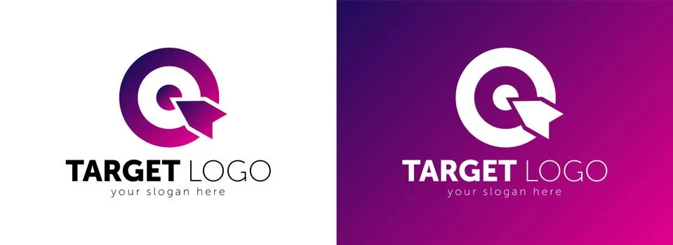 Target hit two circle with arrow Branding Identity Corporate vector logo design Stock Illustration
