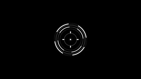Target Hud Circle Lines white futuristic animation on black bg in 4K video Stock Footage 247630837
