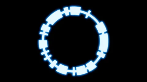 Target HUD element cyan glowing neon ring moving seamless loop 3d render. Video stock 289032727