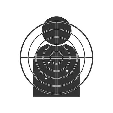 Target in human form for shooting. Black silhouette with circles Stock Illustration