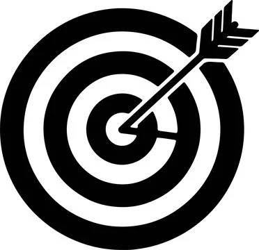 Target Icon with Arrow. Minimalist vector symbol of accuracy, success and goal Ilustración de archivo