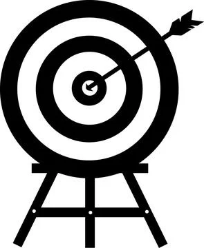 The target icon with an arrow standing on its feet, a black silhouette. Stock Illustration