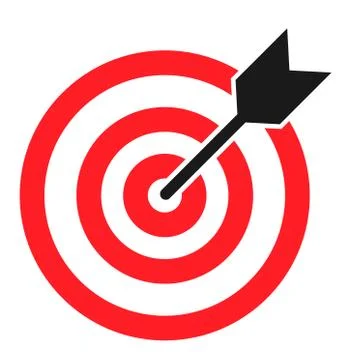 Target icon with arrow symbol for website etc. Web flat button, vector illust Stock Illustration