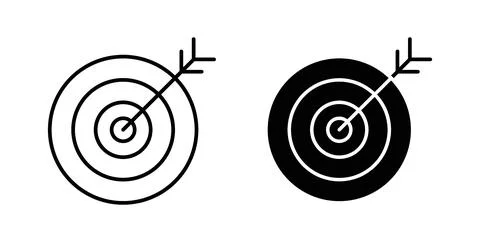 Target icon collection in black, Line icons, flat symbols Stock Illustration
