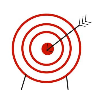 Target icon in the form of red circles with an arrow Stock Illustration