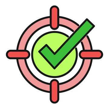 Target icon with green checkmark indicating success Stock Illustration