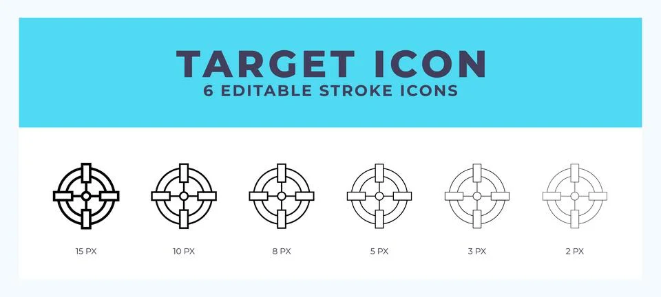 Target icon illustration vector with editable stroke. Illustrazione stock