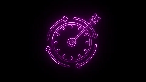 Target Icon Isolated on Black Background, Goal Neon Line Motion Graphic Ani.. Stock Footage 325614235