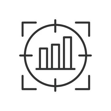 Target, icon in line design. Target, aim, goal, objective, focus, bullseye Stock-Illustration