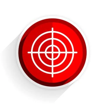Target icon, red circle flat design internet button, web and mobile app illus Stock Illustration