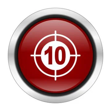 Target icon, red round button isolated on white background, web design illust Stock Illustration